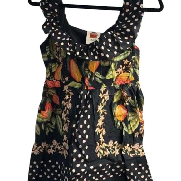 FARM Rio Cocoa Paradise Mini Dress Tropical Polka Dot Ruffle Size XS - Picture 4 of 4